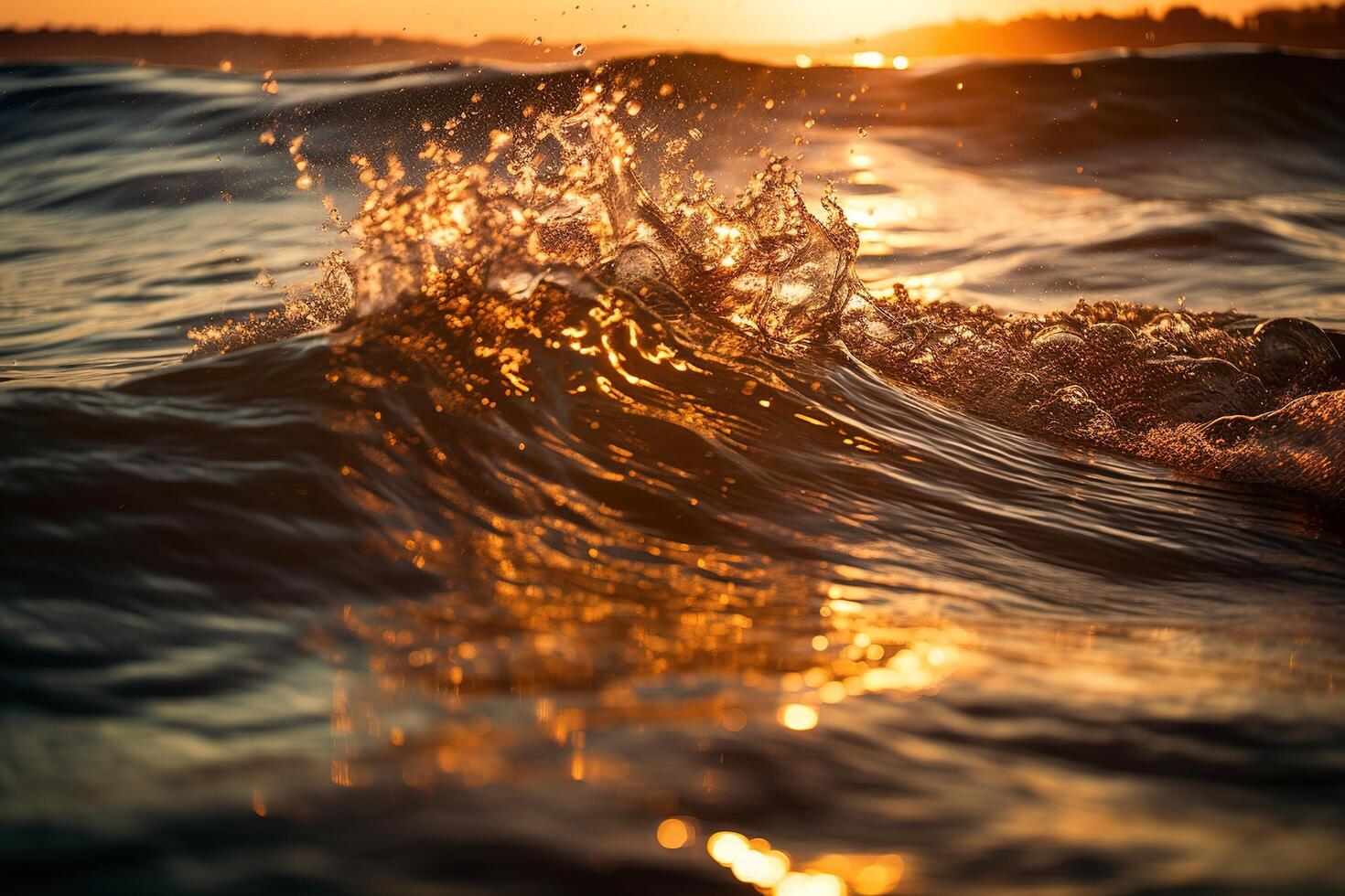 Wave Water at Sunset Shot Illustration Background with photo