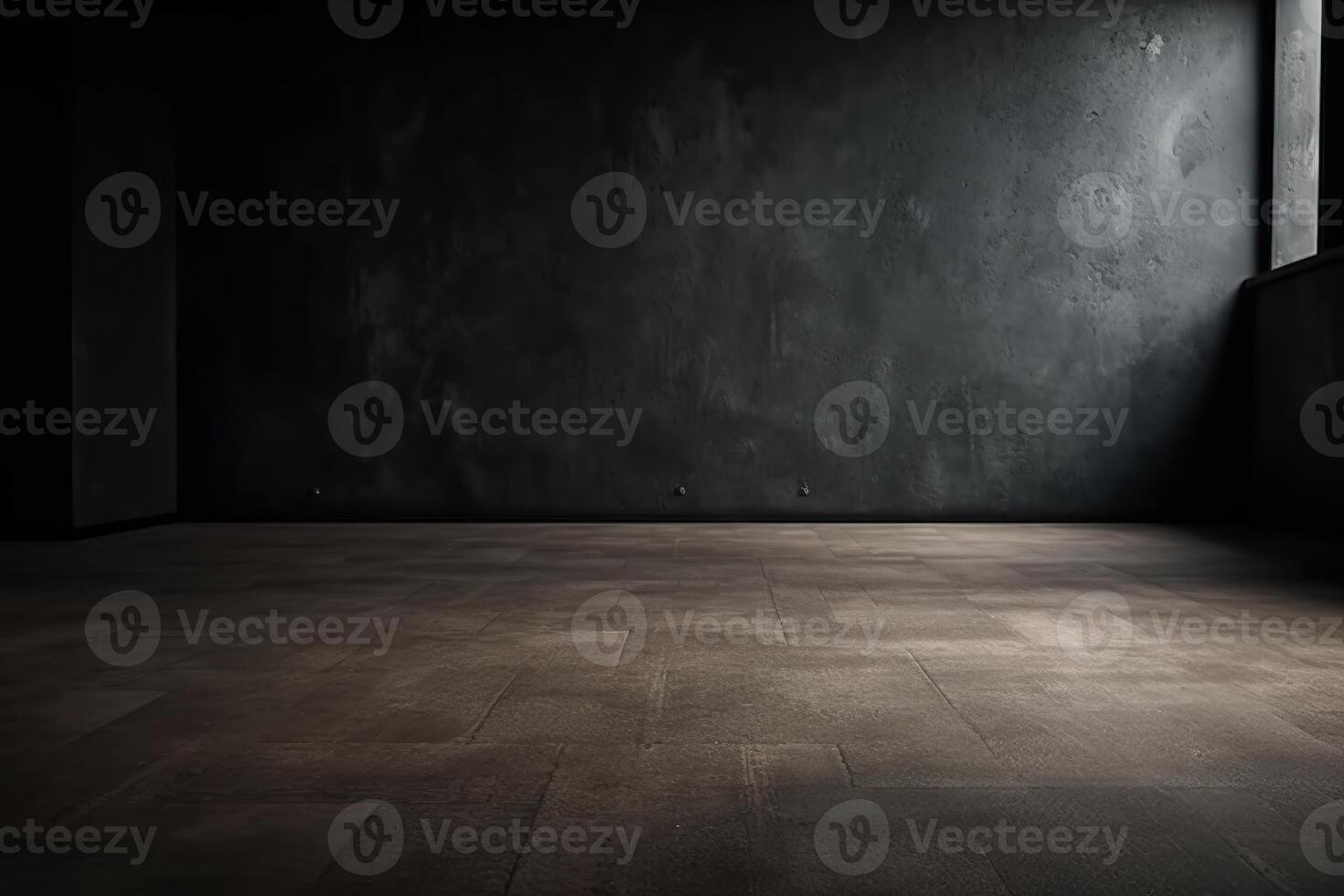 Close Up of An Empty Room Dark Wall and Floor Texture Illustration Background Mock Up with photo