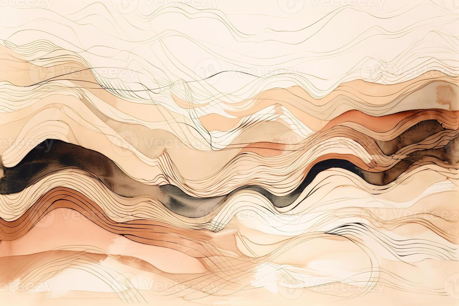 Minimalist Abstract Line Beige Color Illustration Background with photo