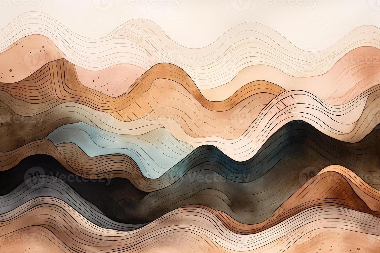 Minimalist Abstract Line Beige Color Illustration Background with photo
