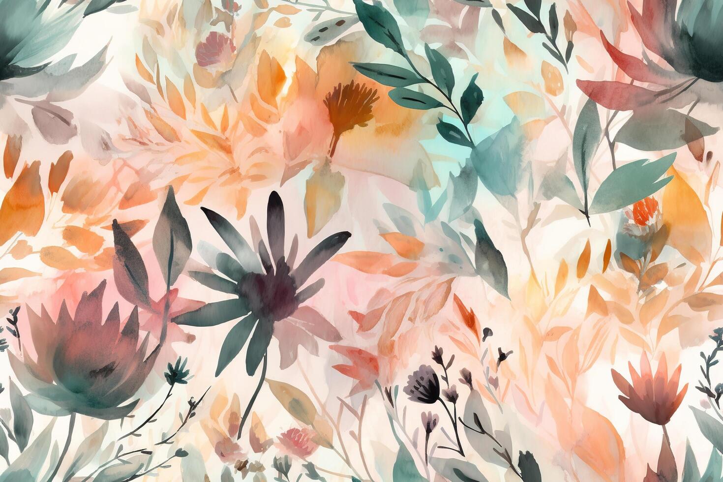 Fine Art Flower Painting Wedding Illustration Seamless Pattern with photo