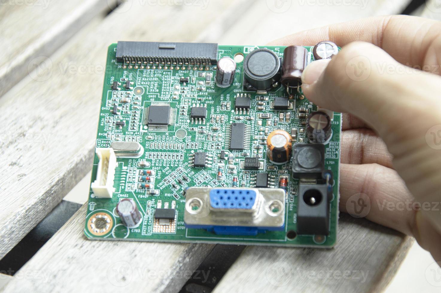 top view of main computer, electronic circuit photo