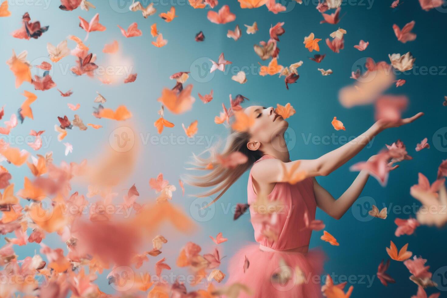 woman with flowers, spring concept photo