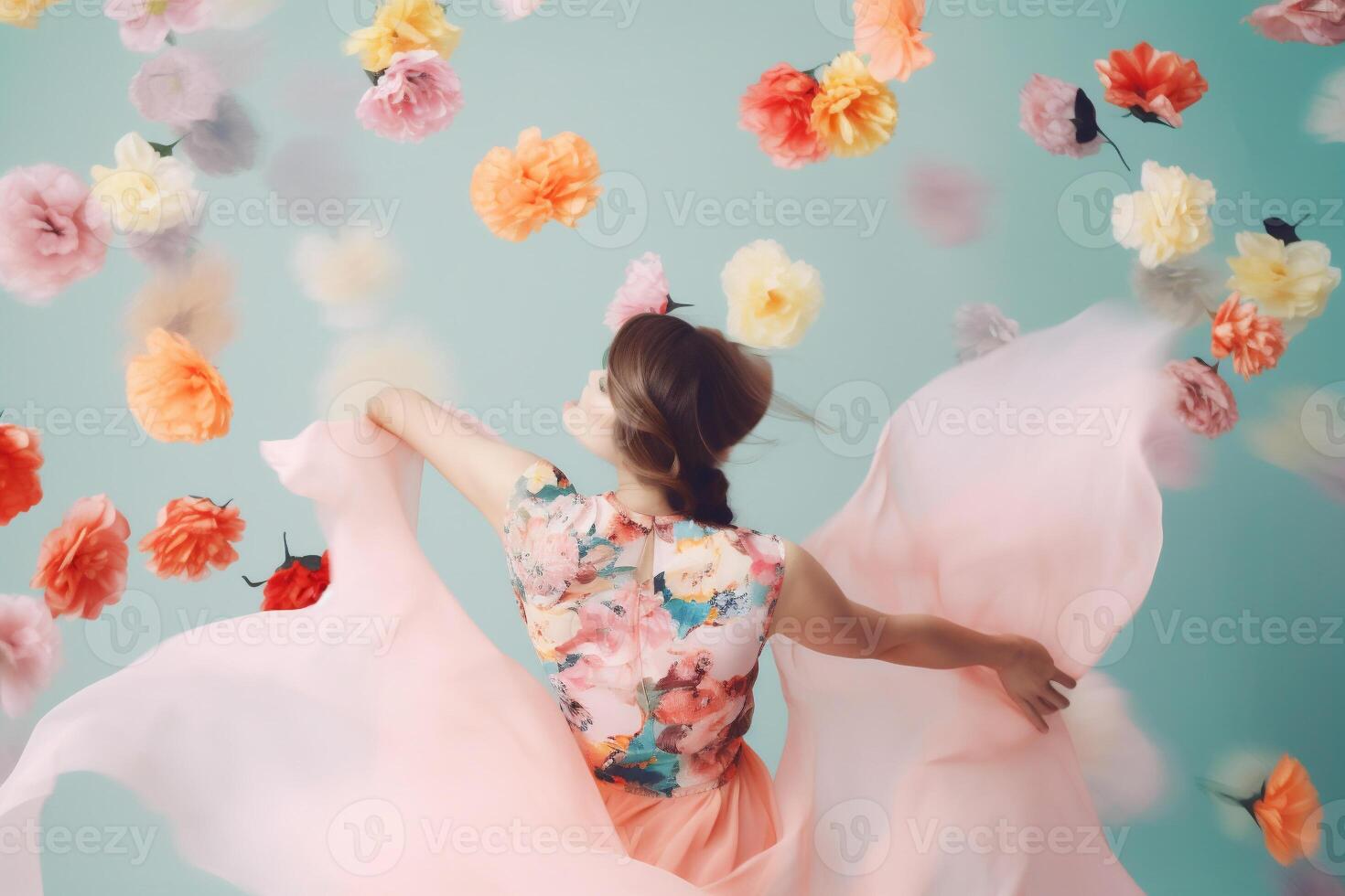 woman with flowers, spring concept photo