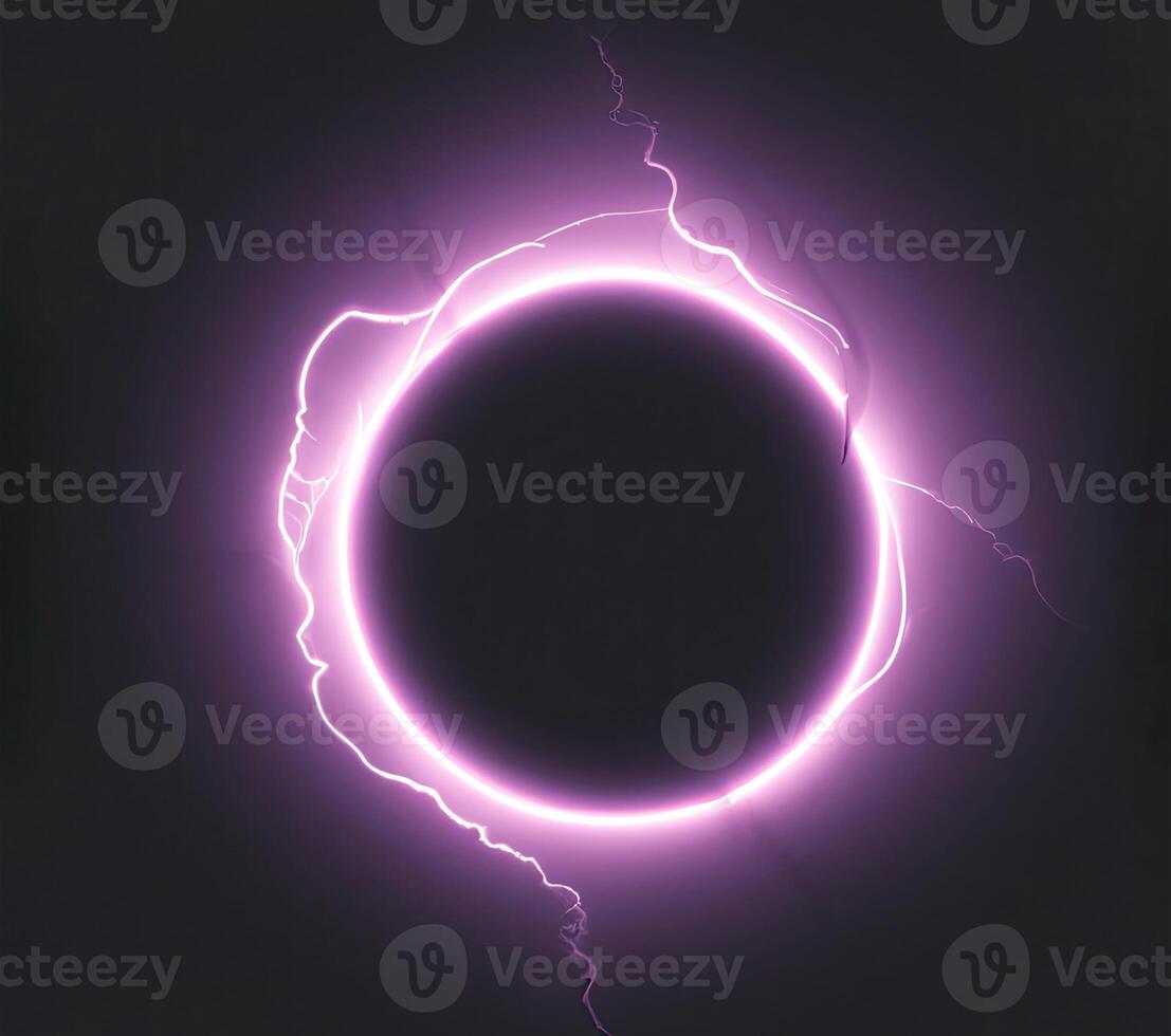 Lightning round frame overlay effect. plasma magical portal on dark background. ball light effect. circle light effect, ART photo