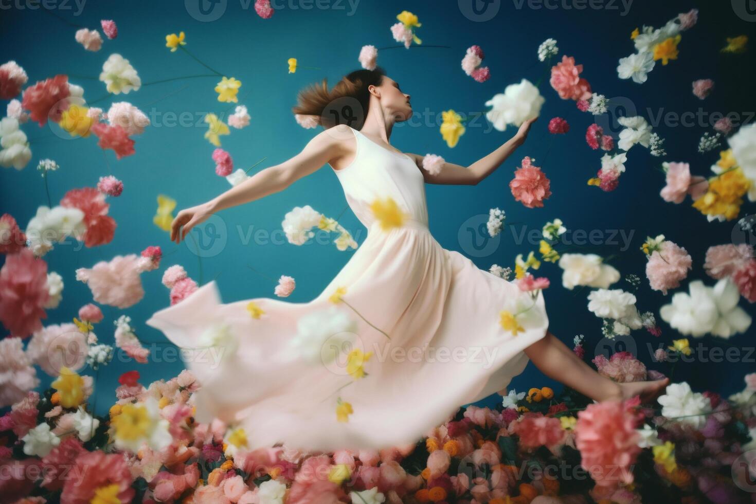 woman with flowers, spring concept photo