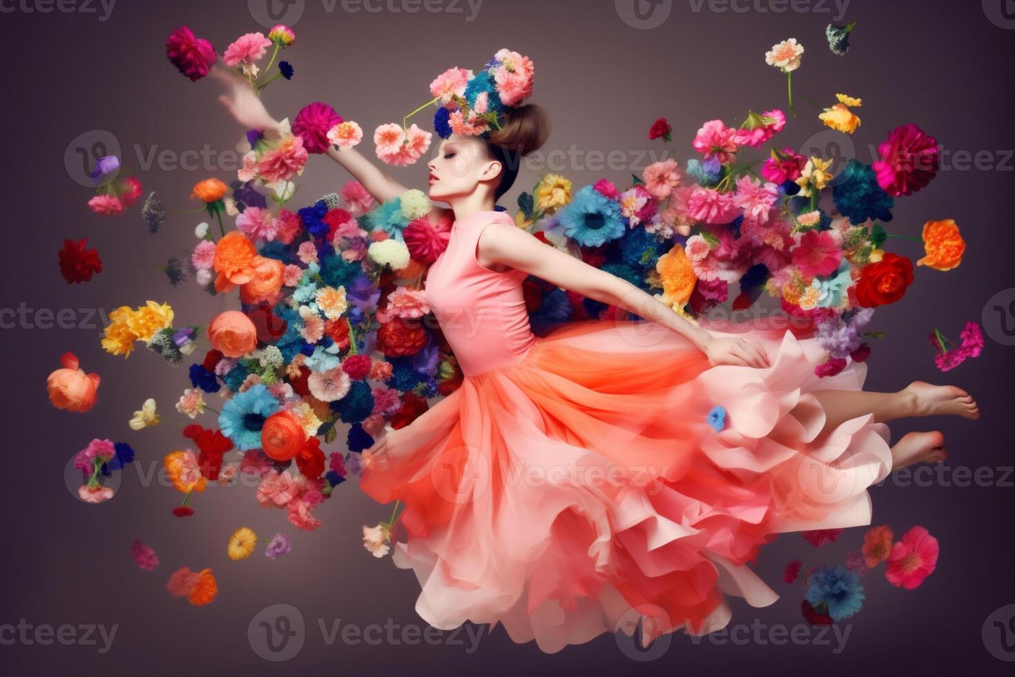 woman with flowers, spring concept photo