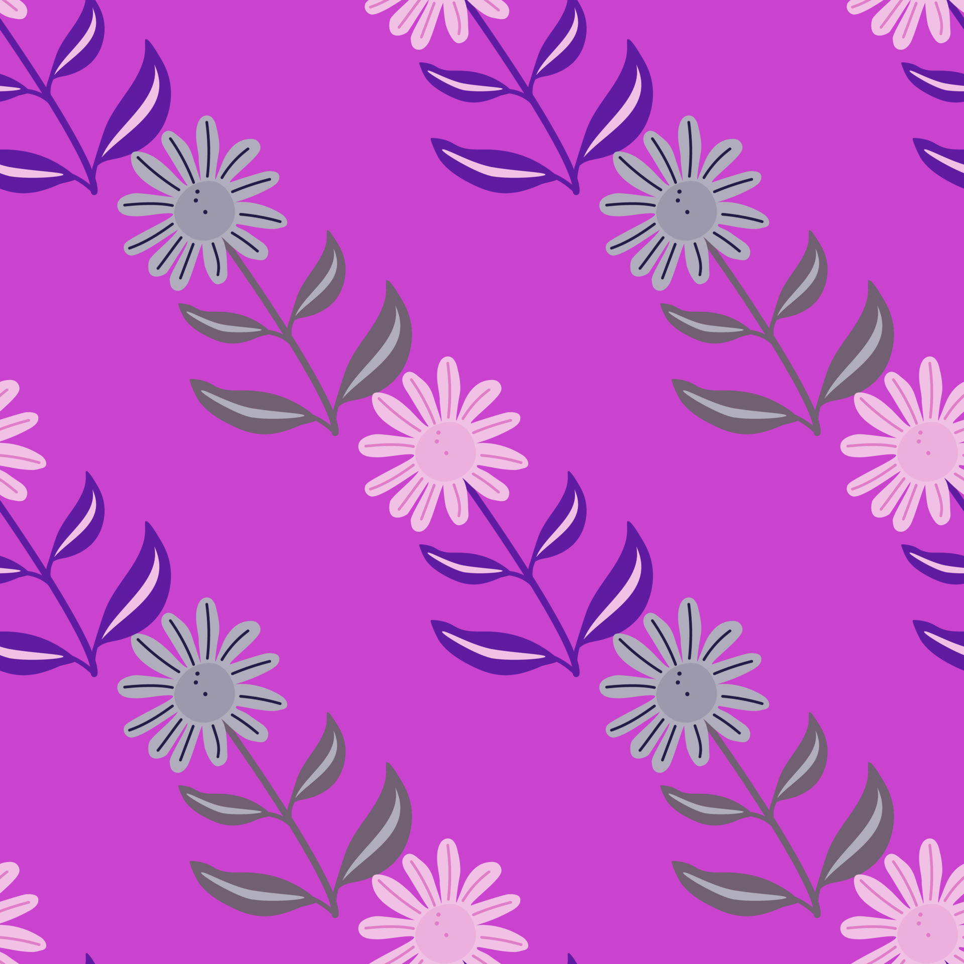 Simple flower seamless pattern. Elegant botanical background. Abstract