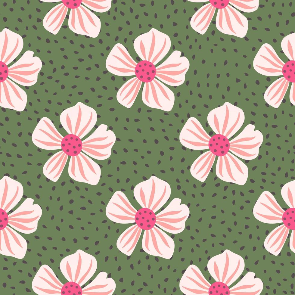 Abstract floral seamless pattern in simple style. Chamomile flower endless background. vector