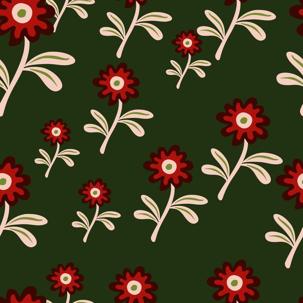 Cute flower seamless pattern in simple style. Hand drawn floral endless background. vector