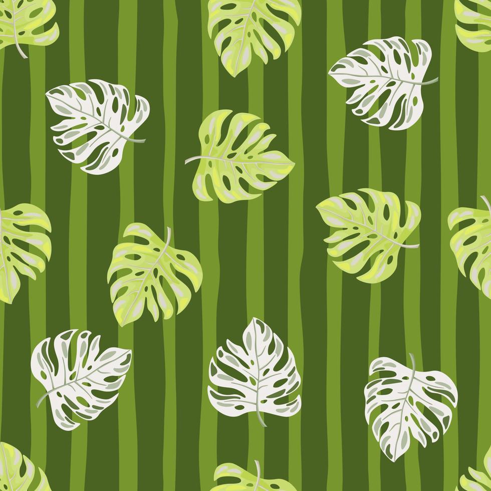 estilizado monstera hojas sin costura modelo. hoja antecedentes. hawaiano selva floral fondo. exótico selva plantas interminable fondo de pantalla. v vector