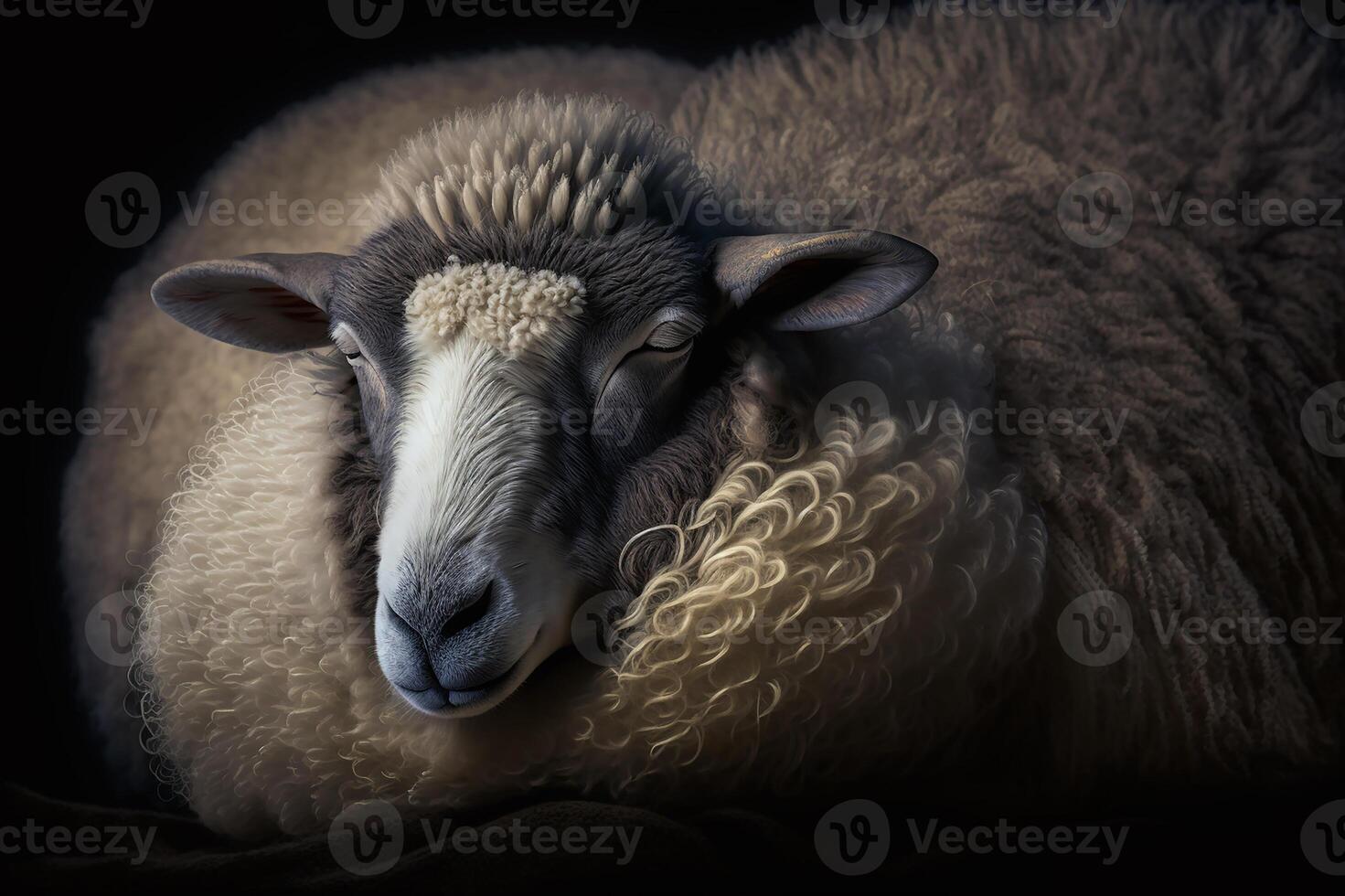 The sheep is asleep. Count sheep before they go to sleep. photo