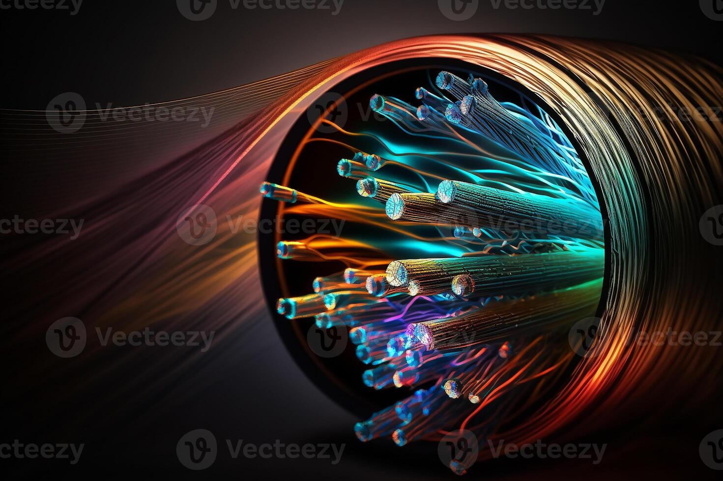 Fiber optic, technological cable. photo