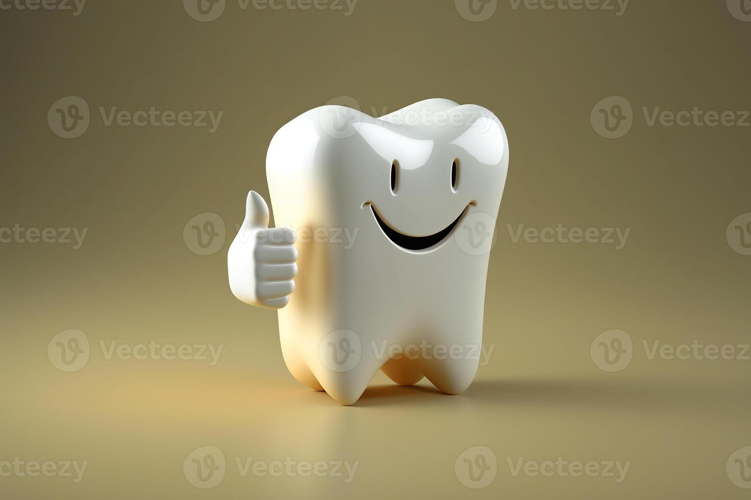 A happy and satisfied, tooth shows his approval with a thumbs up. photo