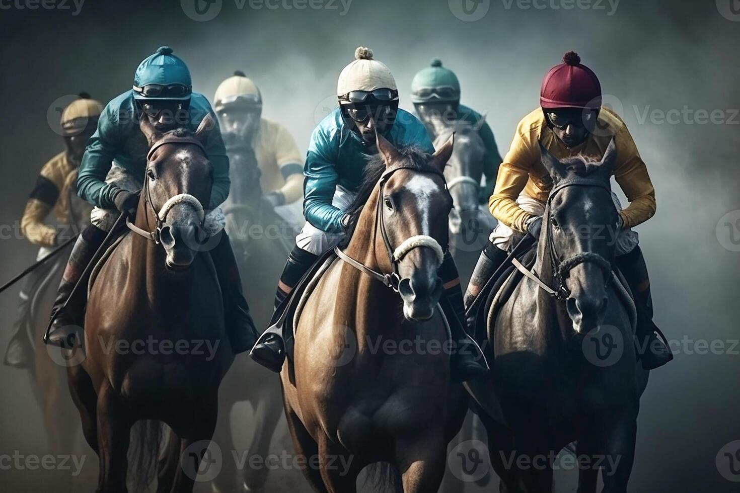 caballo deporte, caballo carreras a el pista. ecuestre polo. generativo ai foto