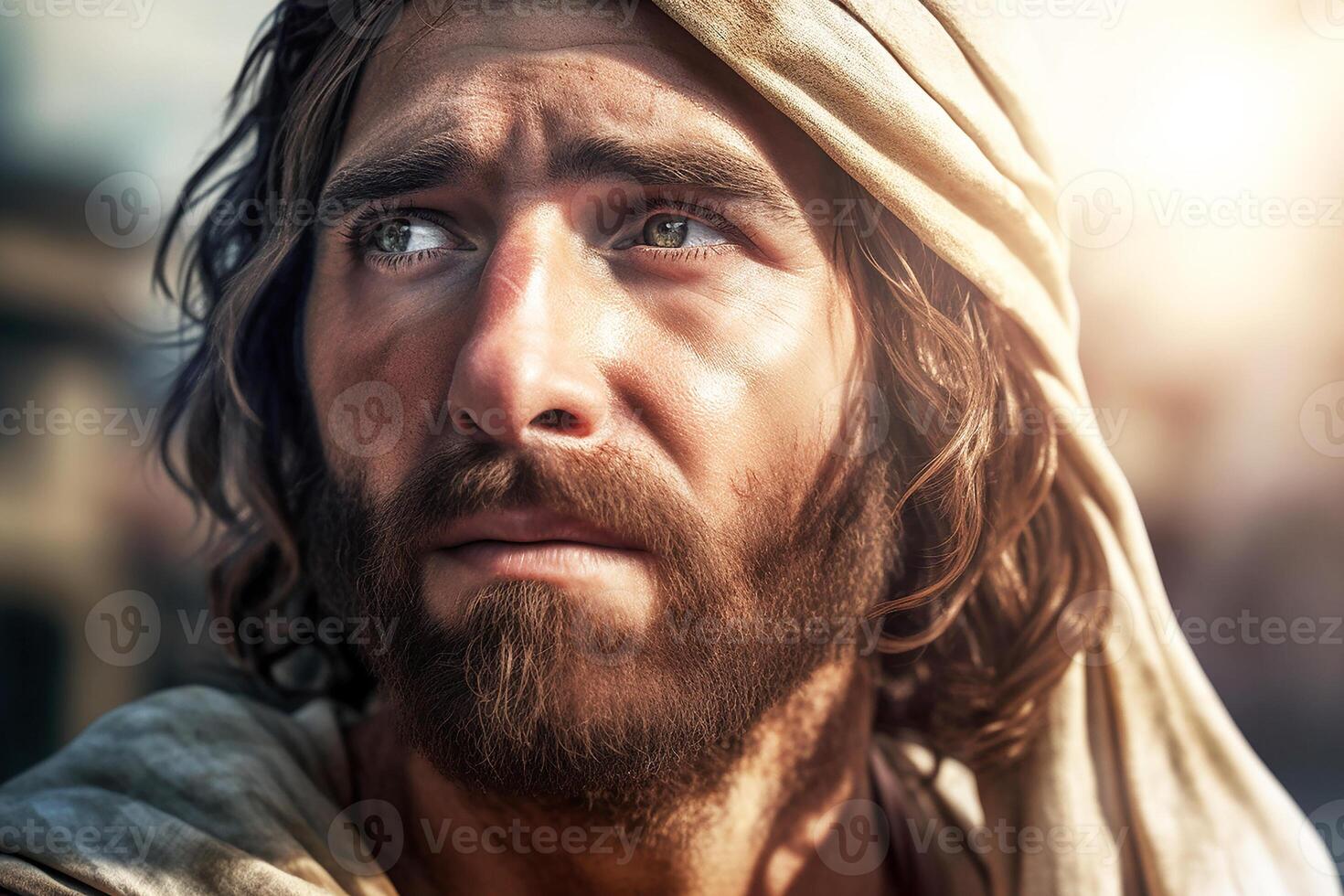 Jesus Christ, a portrait of a strong, courageous man. photo
