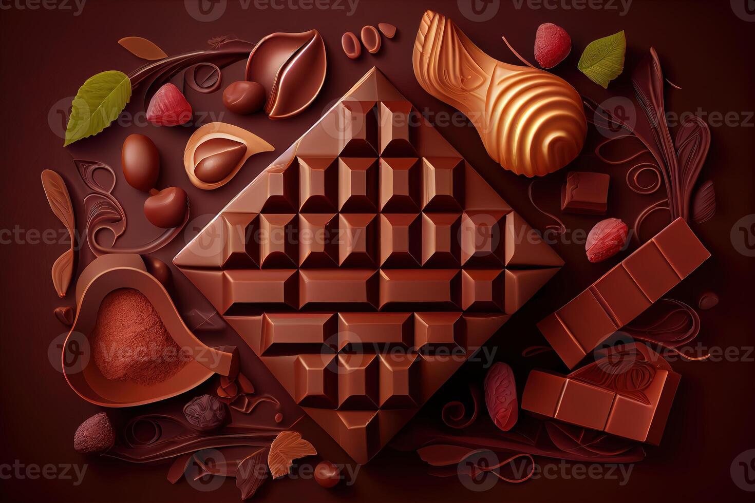 Top view delicious types of chocolate. photo