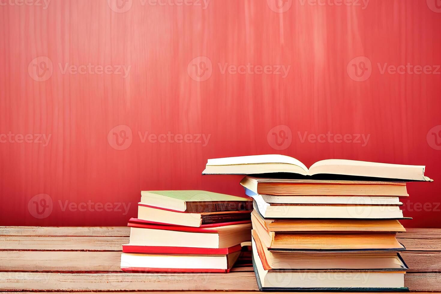 Composition with vintage old hardback books, diary, fanned pages. photo