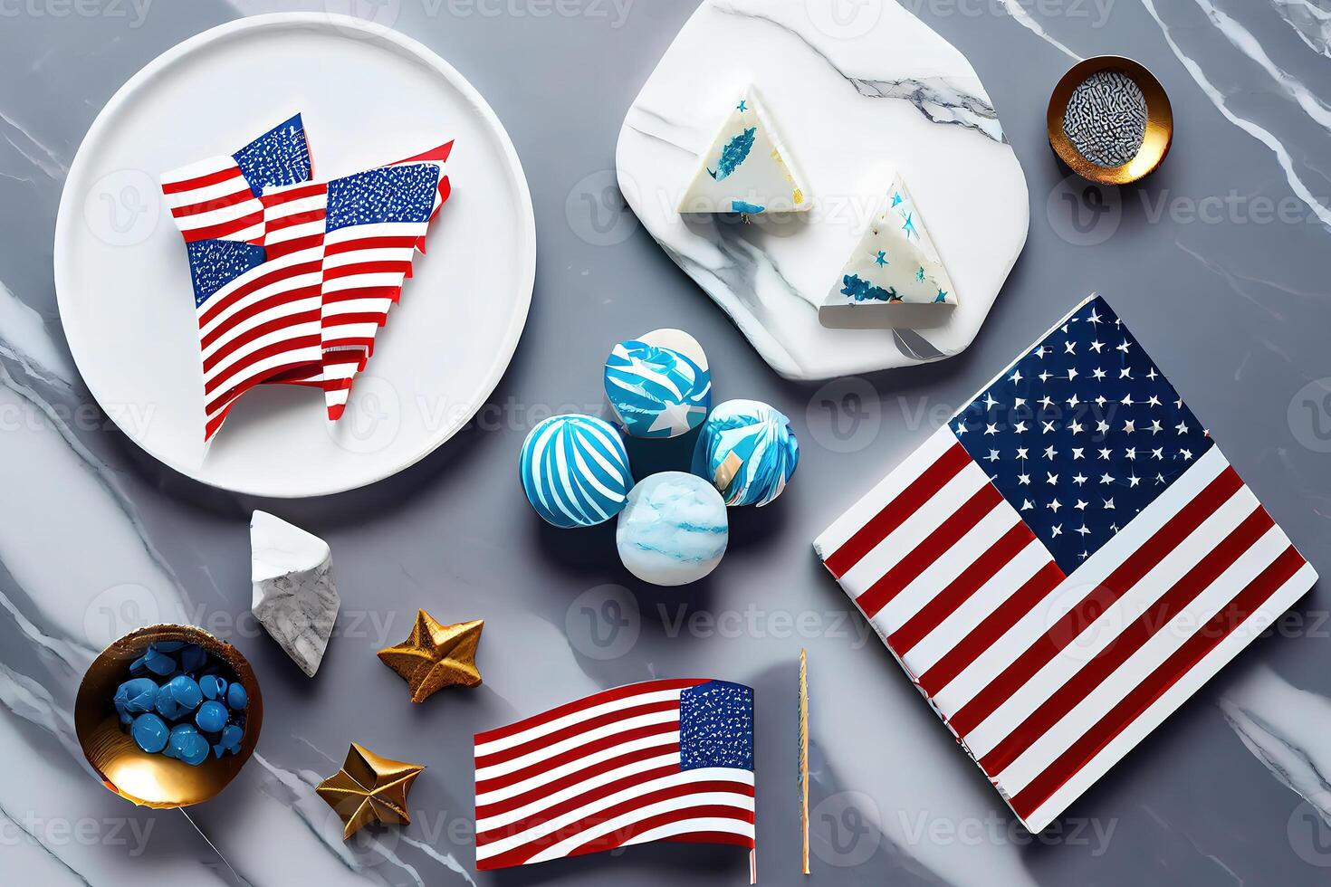 Happy Labor Day. USA independence day party elements top view flat lay. photo