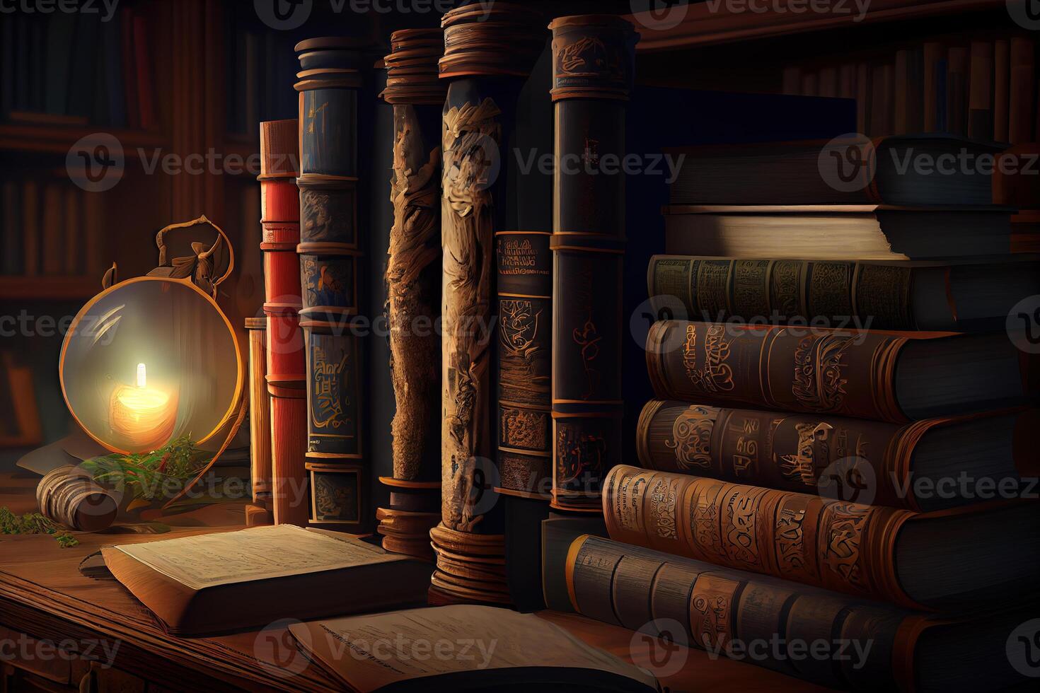 Books in the library. photo