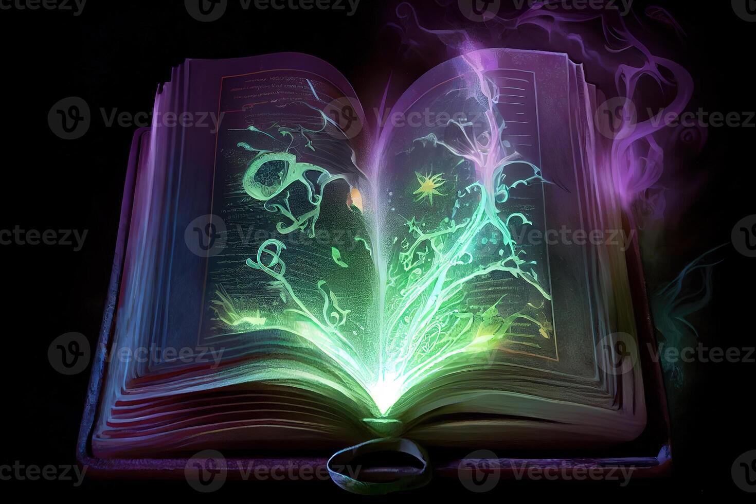 A magic spell book 3d illustration. photo