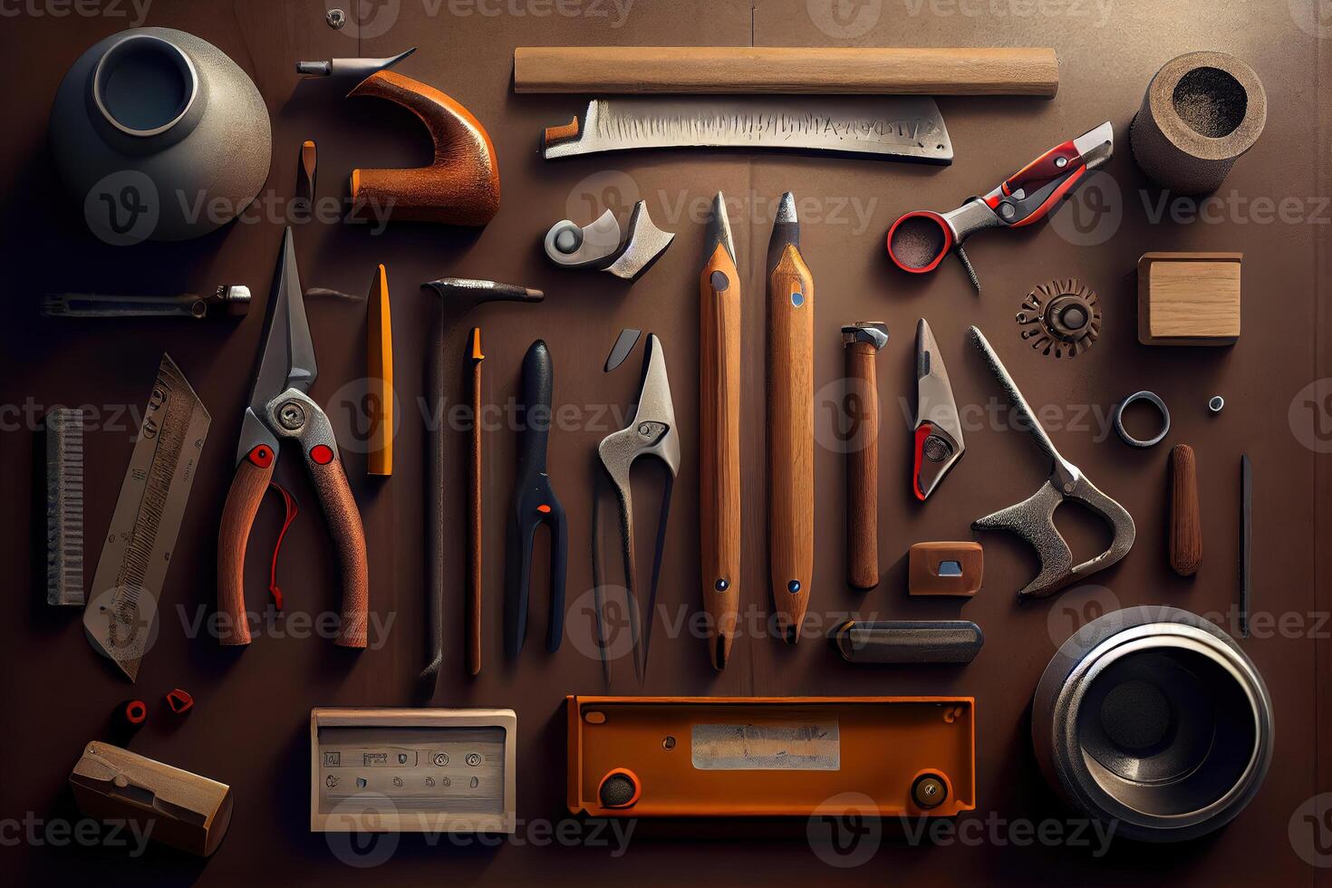 Happy labor day, Hand tools lying on the table. top view. photo