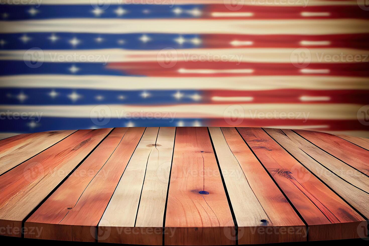 Flag of the united states of america with wooden table. Happy Labor Day. photo
