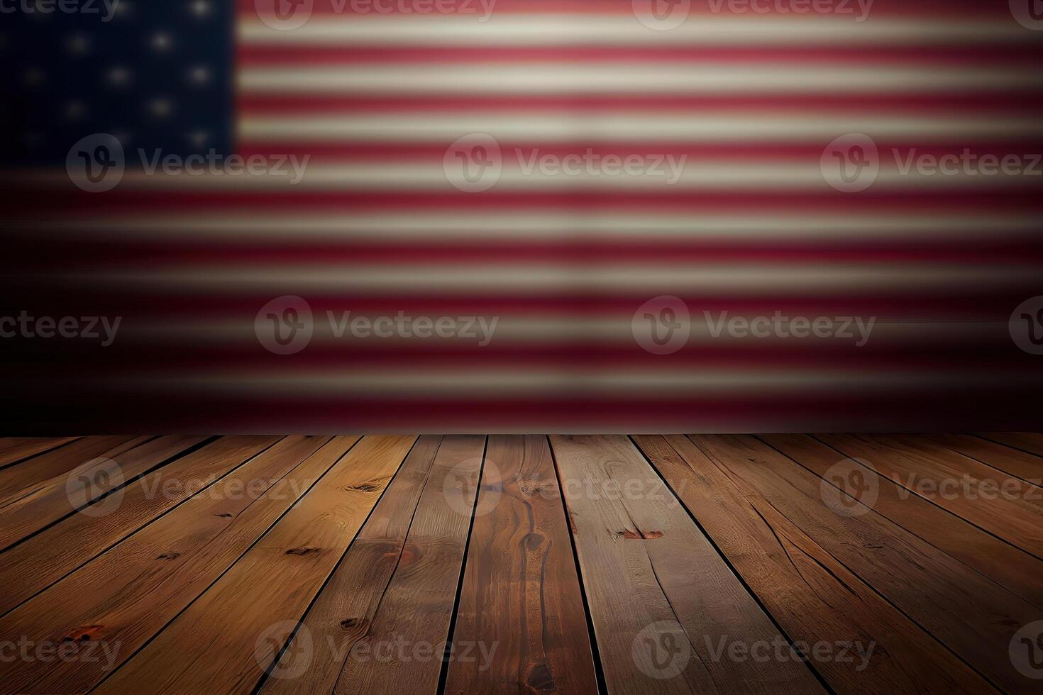 USA style background - empty wooden table for display montages. Happy Labor Day. photo