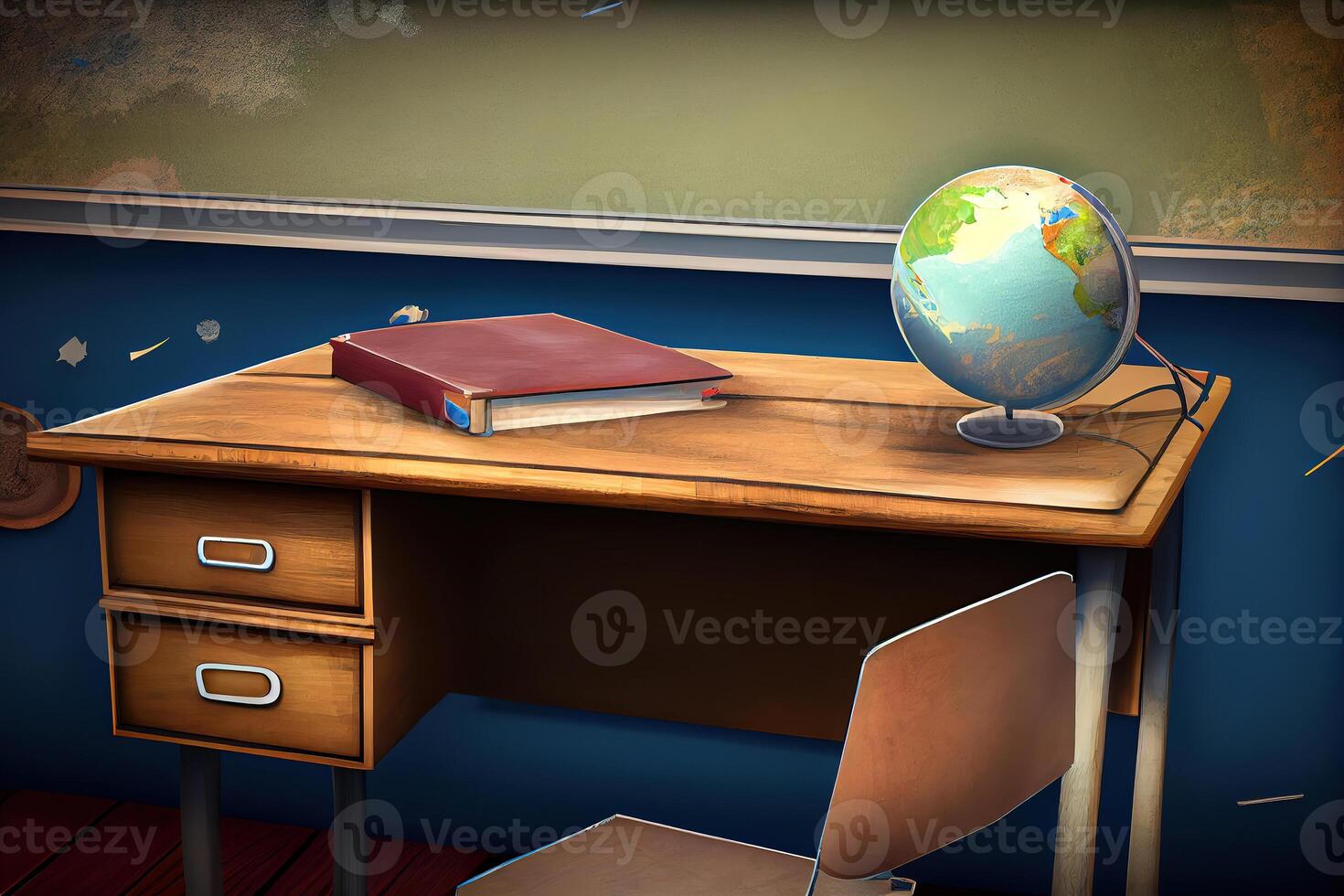 Composite image of students desk. photo