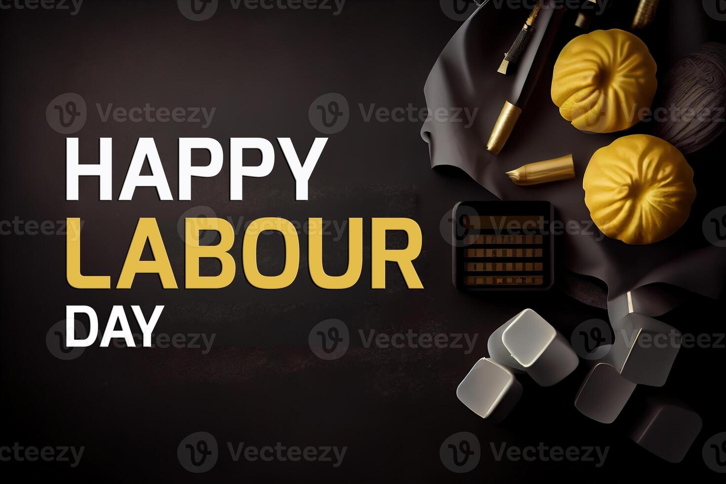 Happy labor day concept on black table background. photo