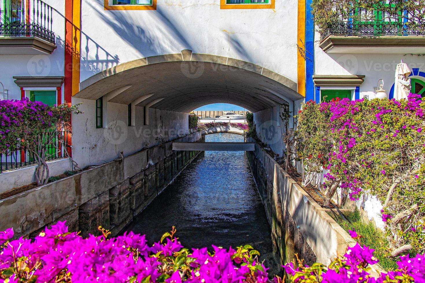 colorful city of Puerto de Mogan on the Spanish Canary Island on a warm sunny day photo