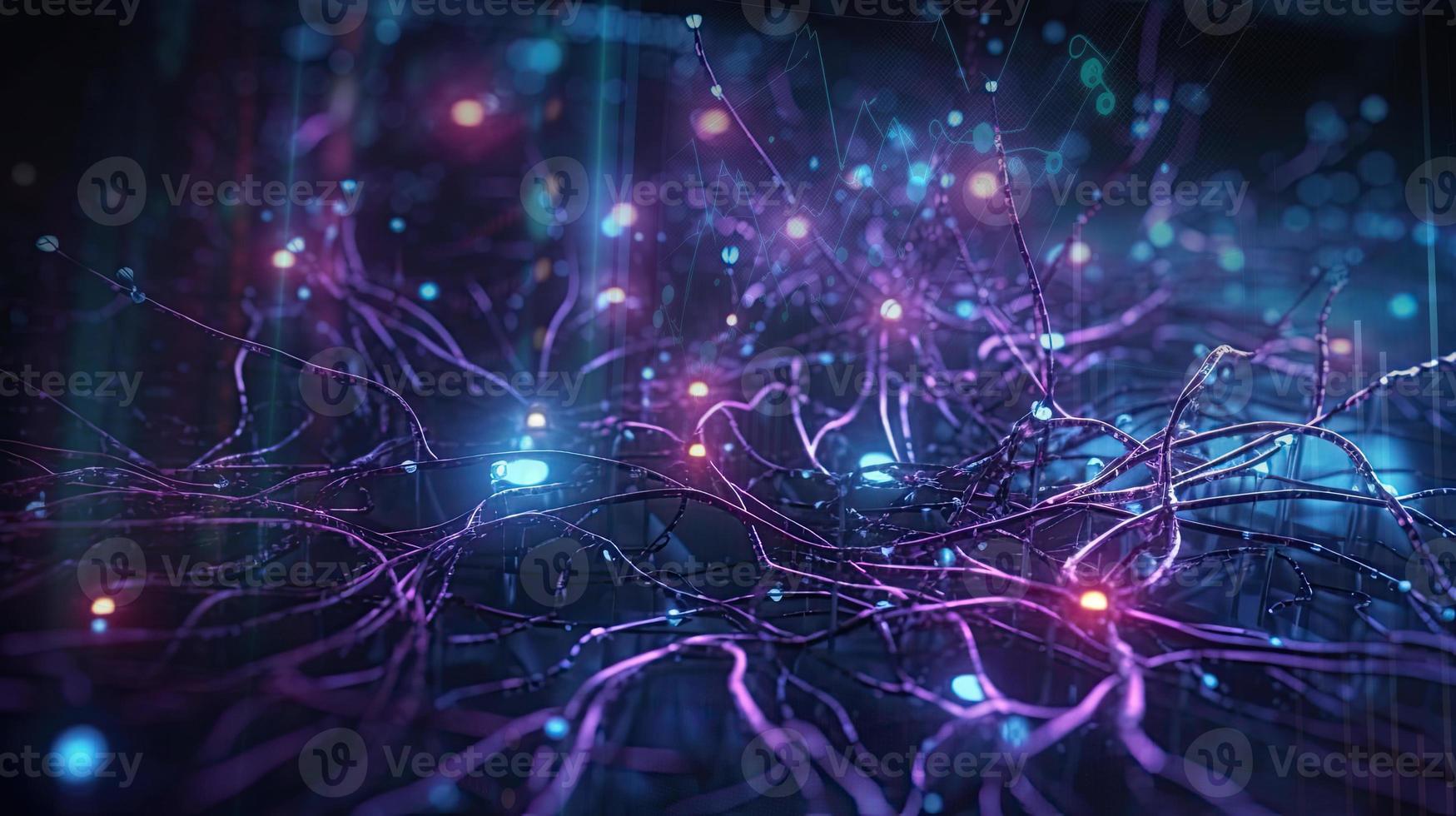 artificial intelligence background in the form of a human brain, against the background of graphs of numbers and calculations. Interaction between AI and humans. ai generation photo