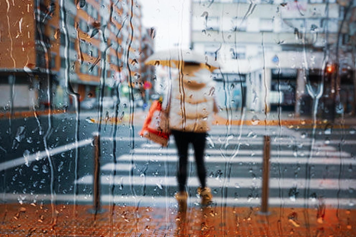 Bilbao, Vizcaya, Spain, 2023 - people with an umbrella in rainy days in winter season, bilbao, basque country, spain photo