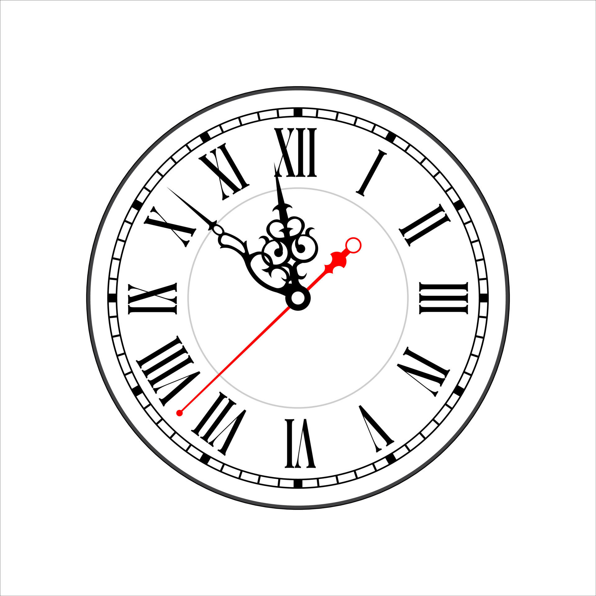 Time Clock With Roman Numerals Isolated On White Background Black time-clock-with-roman-numerals-isolated-on-white-background-black