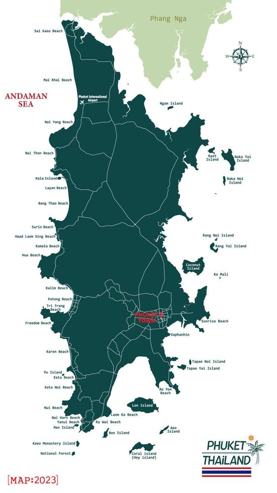 Map of Phuket Province, Thailand, travel, vector illustration, scribble sketch Phuket island map.