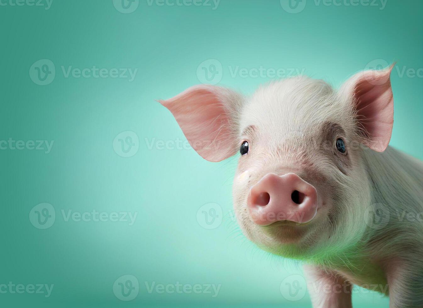 Pig on Green Background photo