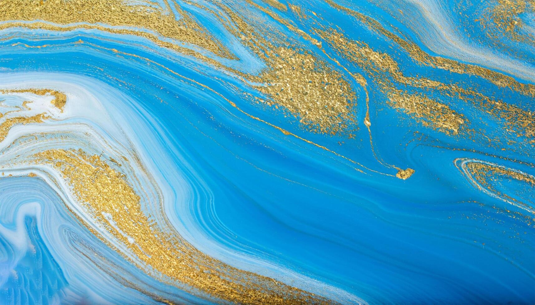 líquido azul dorado pintar textura fondo, ai foto