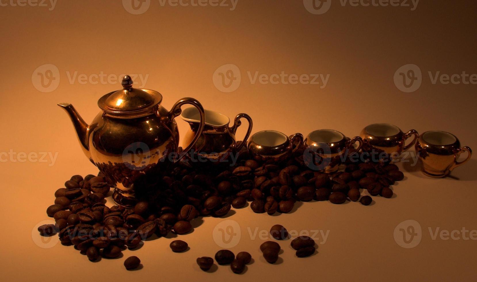 coffee and golden coffee service photo