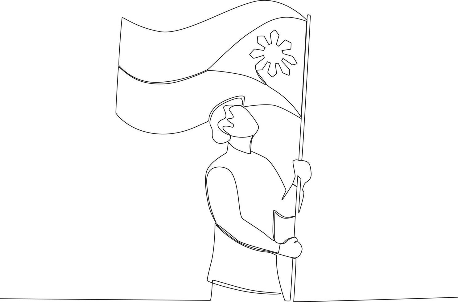 A man holding a Philippine flag vector