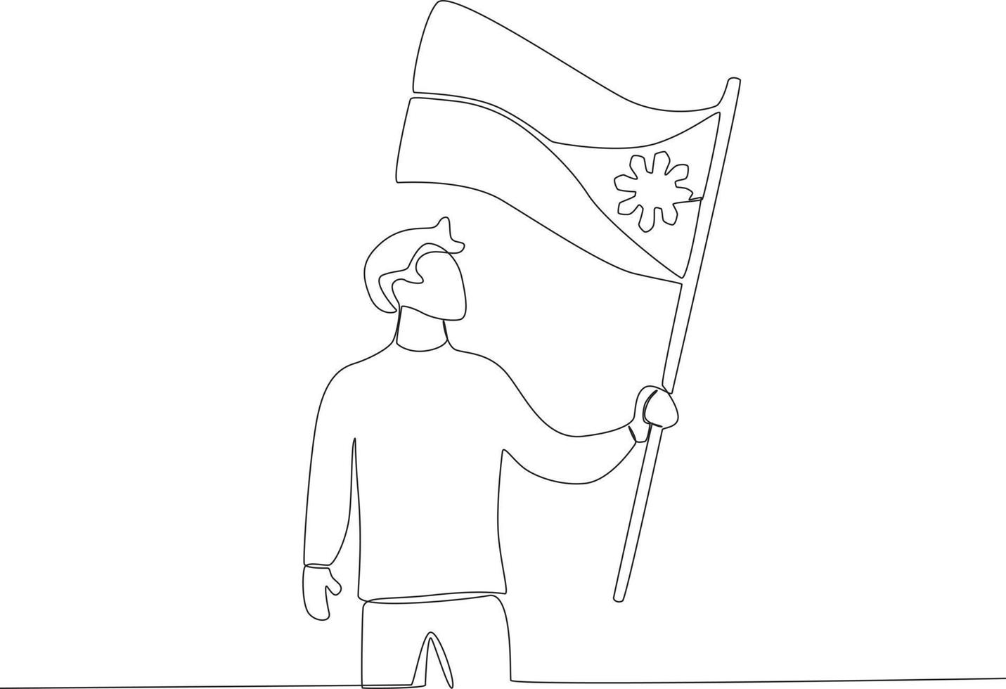 A man stared at the flag he was holding vector