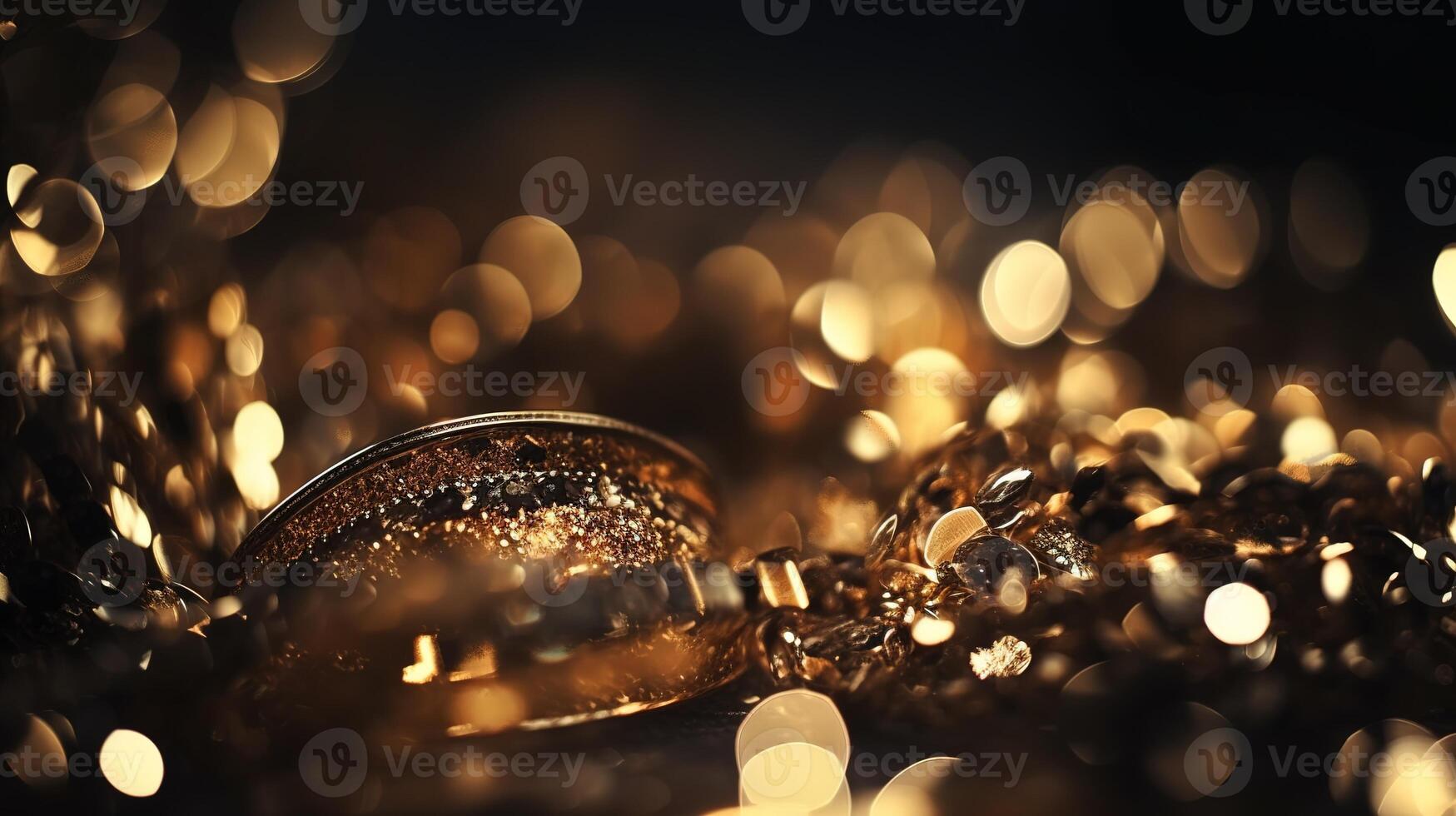 Sparkling Luxury, Gold Glitter, Bokeh Sparkles, and Particles. photo