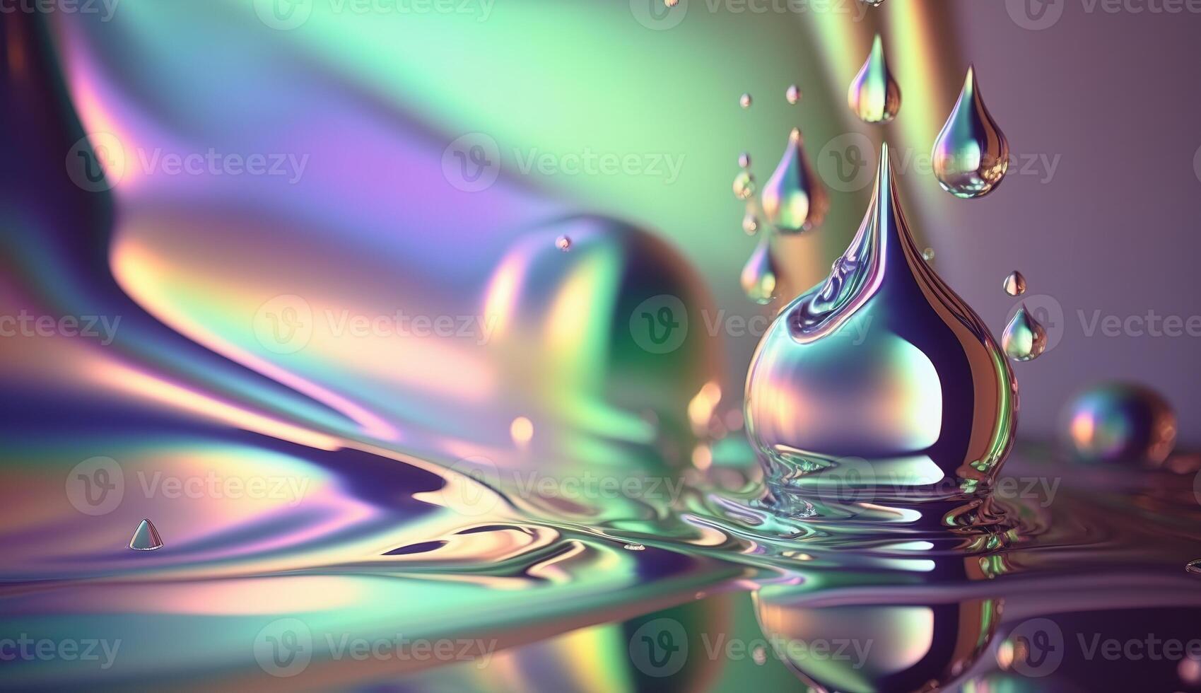 Abstract background, holographic fluid foil, metallic texture. photo