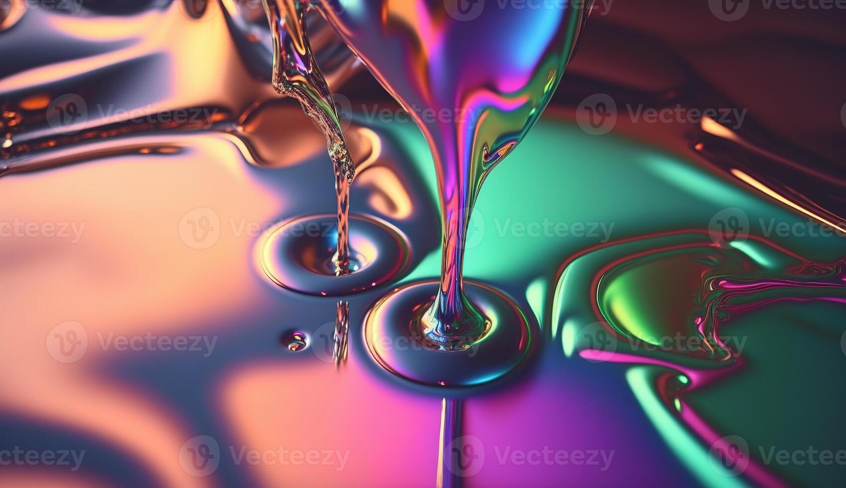 Abstract background, holographic fluid foil, metallic texture. photo