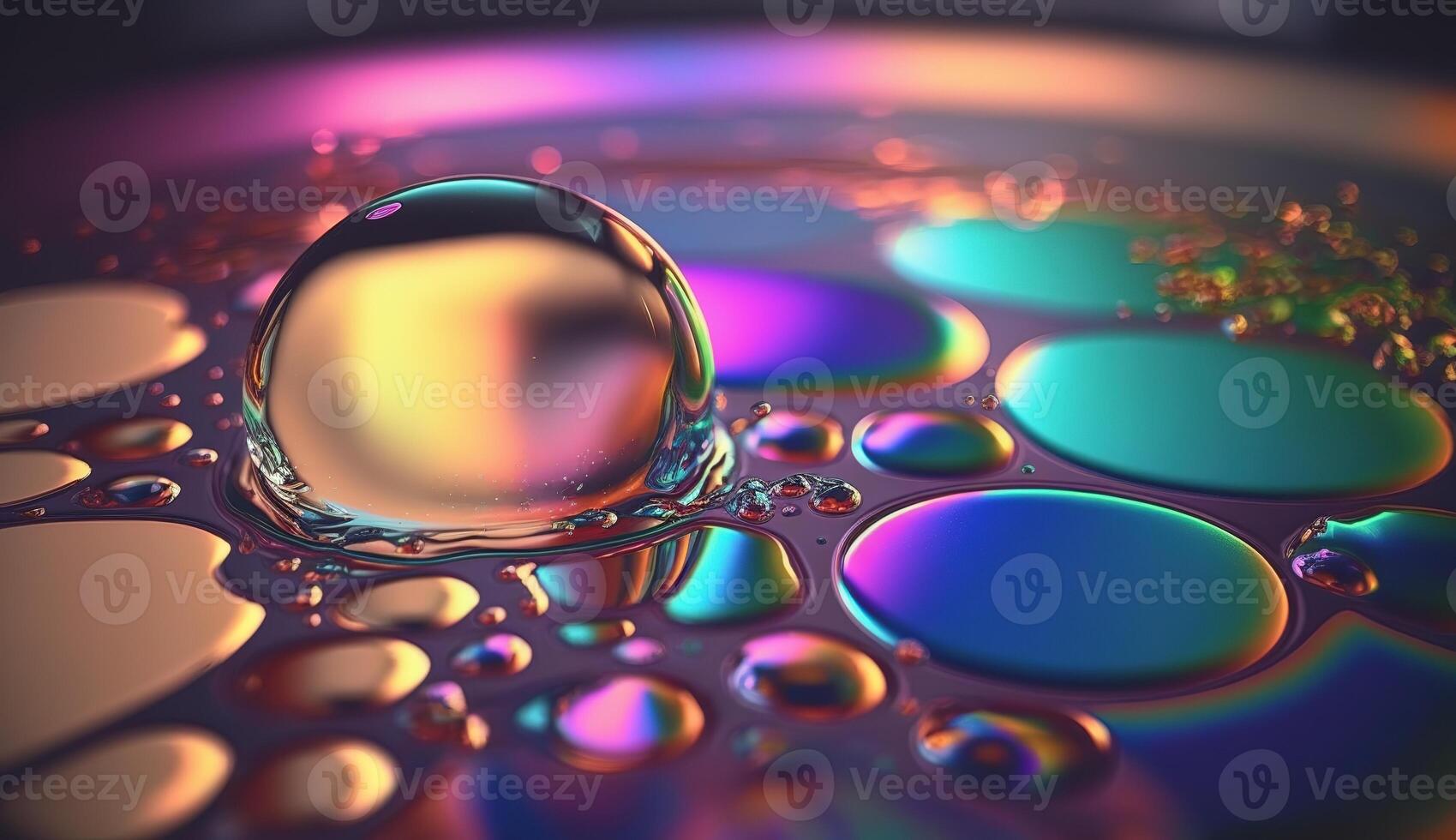 Abstract background, holographic fluid foil, metallic texture. photo