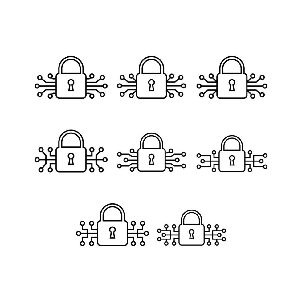 Safe And Secure Tech Logo, Icon Vector Illustration Template Black And White.