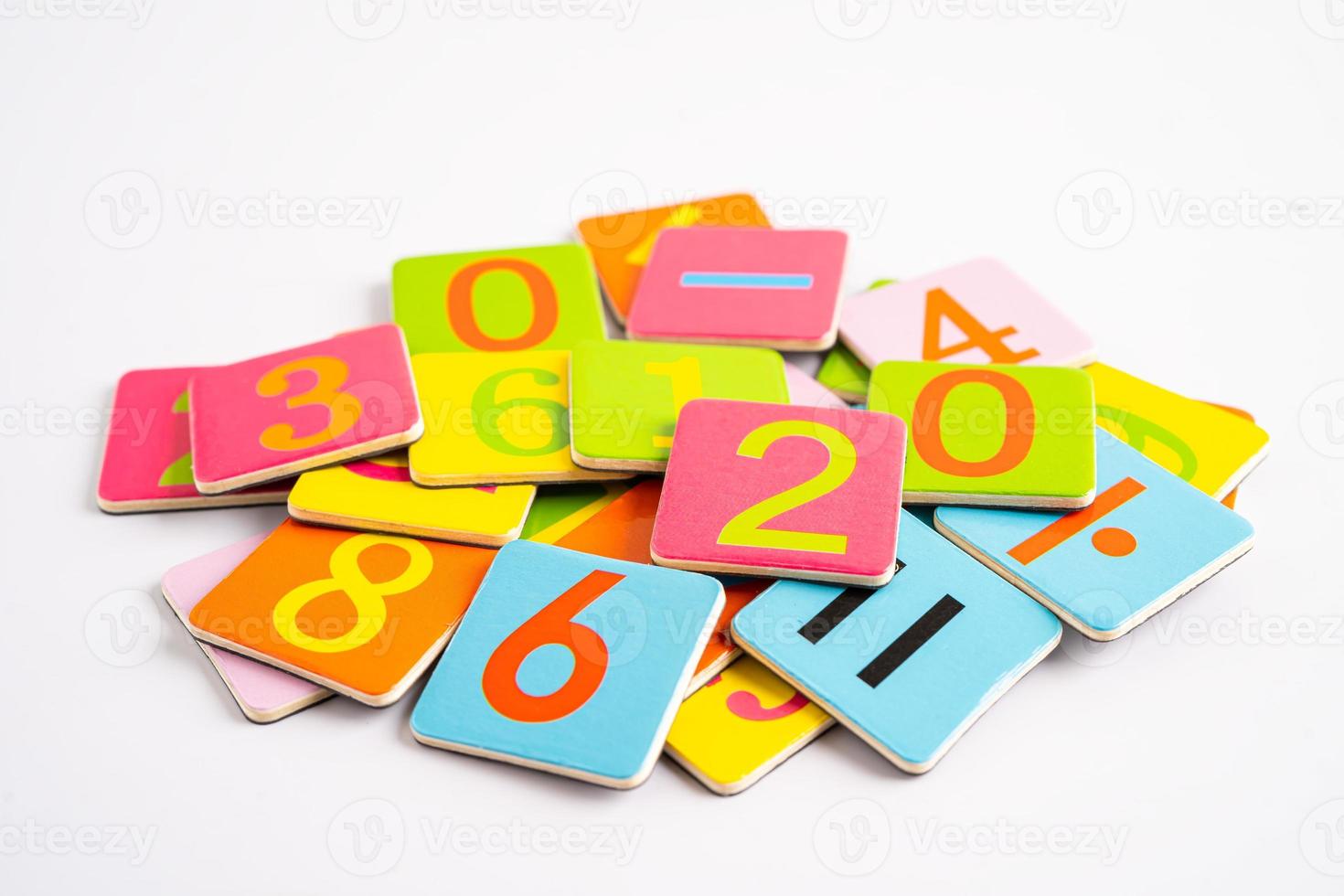 Math number colorful on white background, education study mathematics learning teach concept. photo