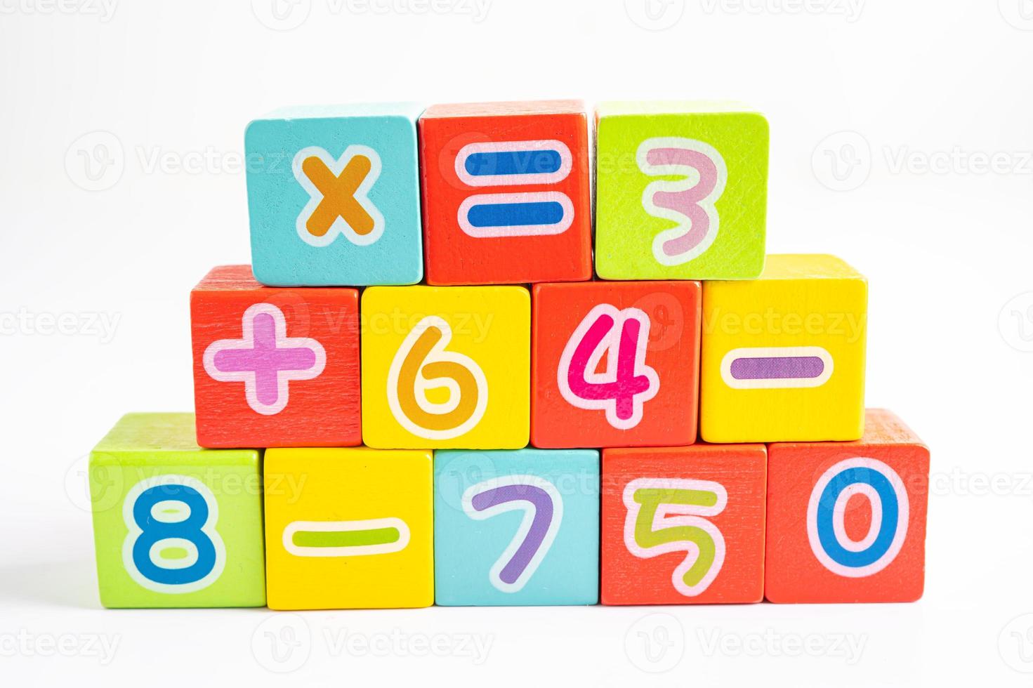 Math number colorful on white background, education study mathematics learning teach concept. photo