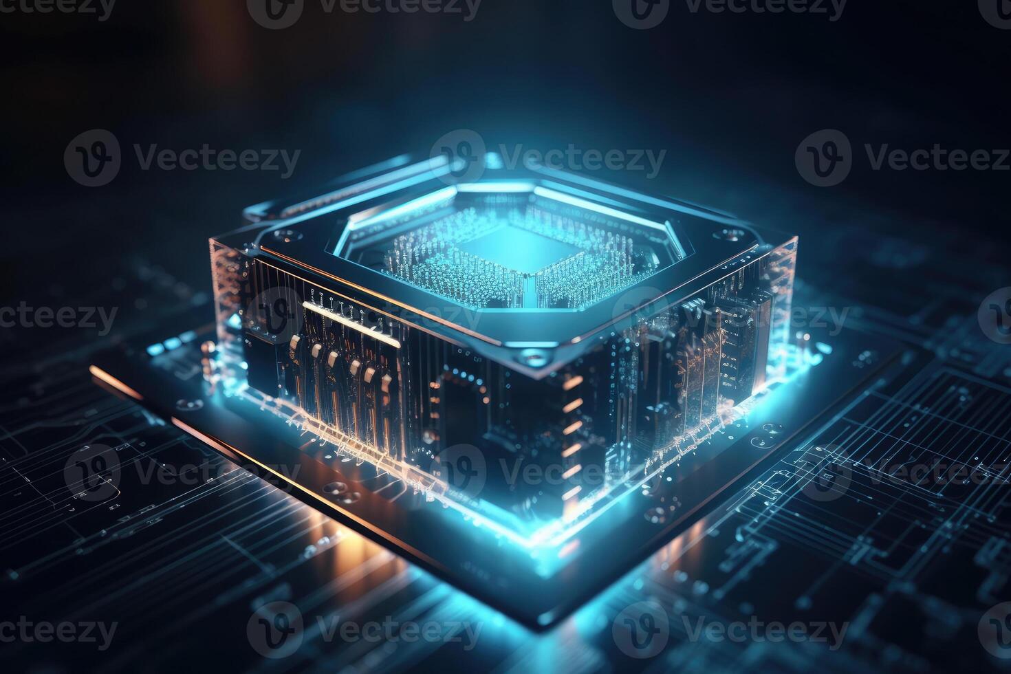 Quantum processor on circuit board. photo