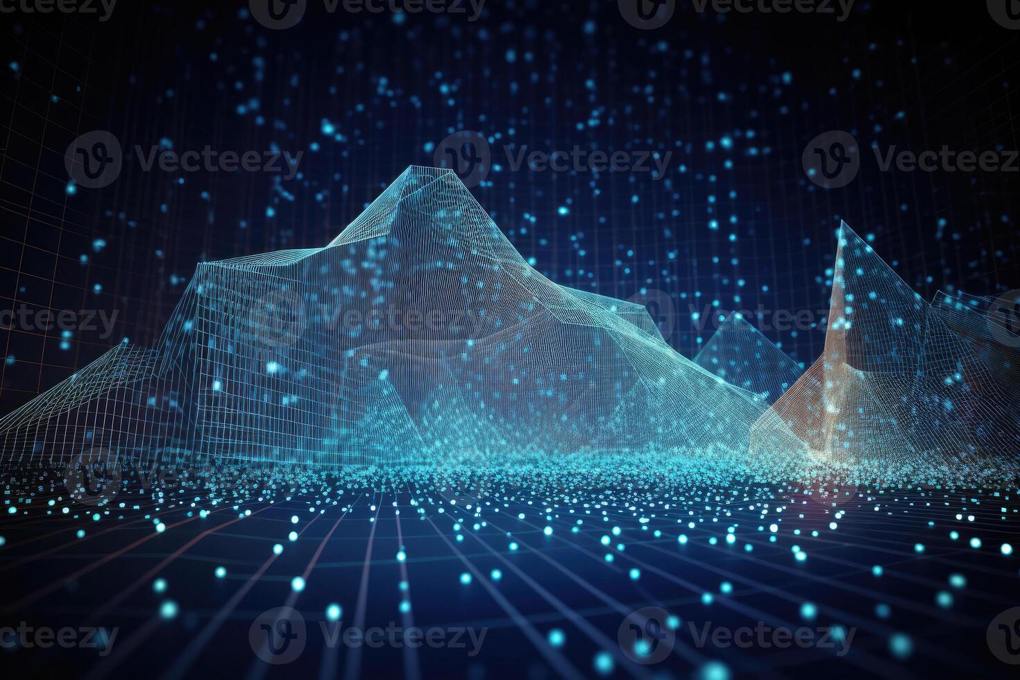 Digital graphs, glowing lines and diagram on screen. Big data analytics. photo
