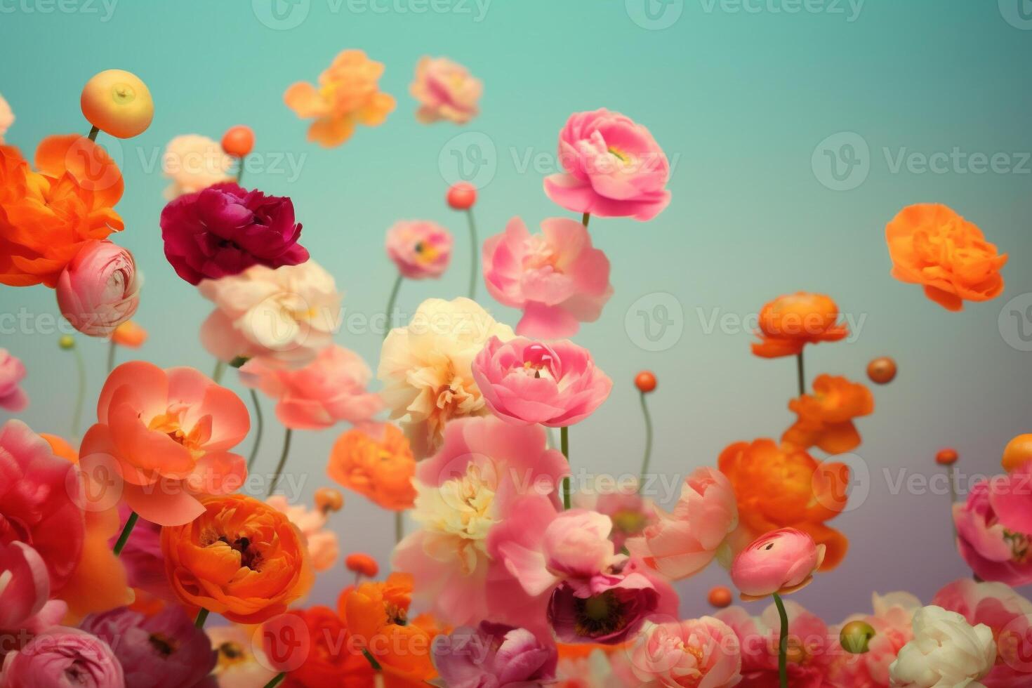 colorful flowers, spring concept photo